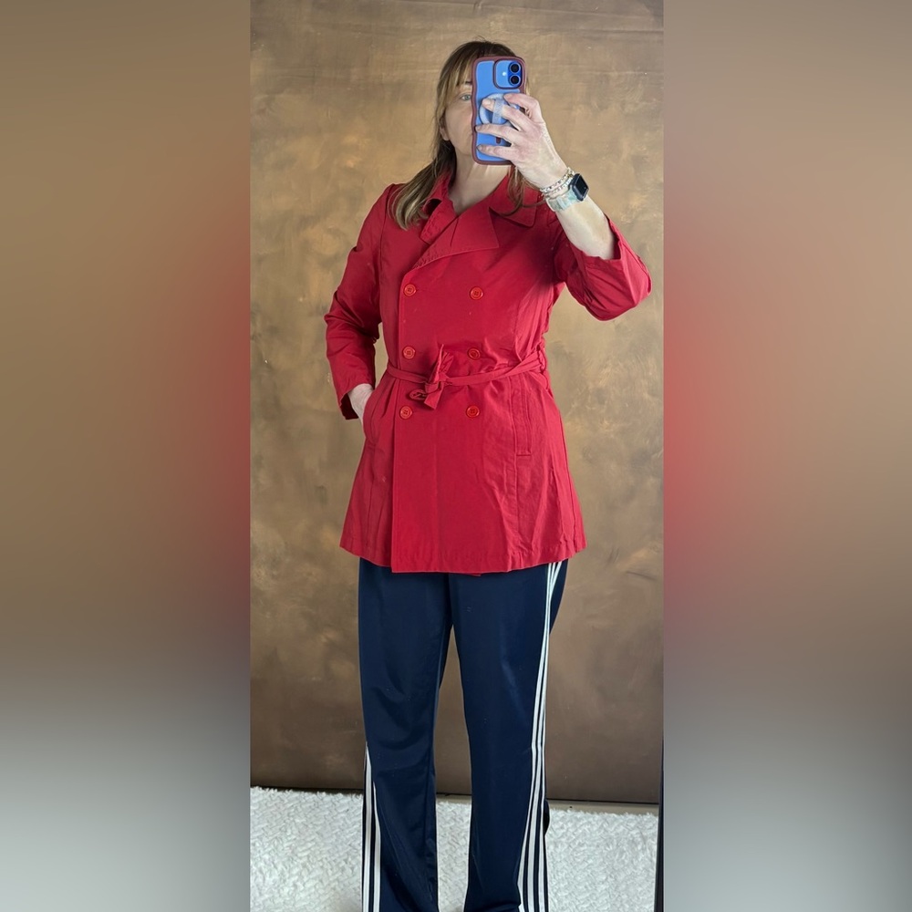 Esprit Red Double-Breasted Trench Coat